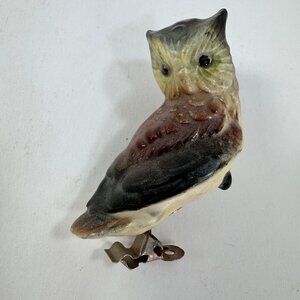 Vintage Small Ceramic Owl Clip Figurine Enesco Japan 3" tall